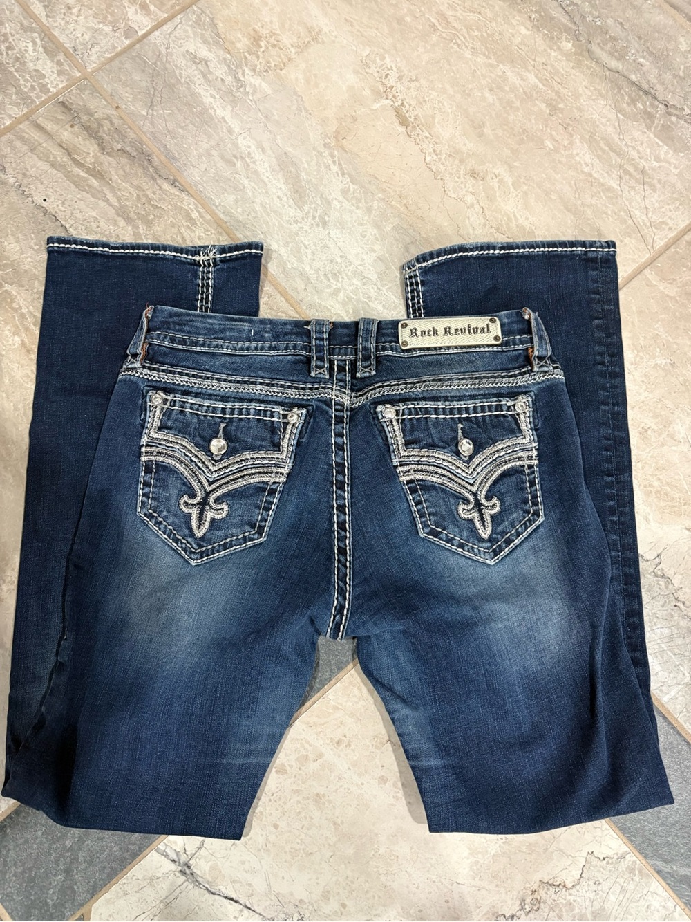 Rock Revival Women's Indigo Embroidered Pocket Bootcut Jeans